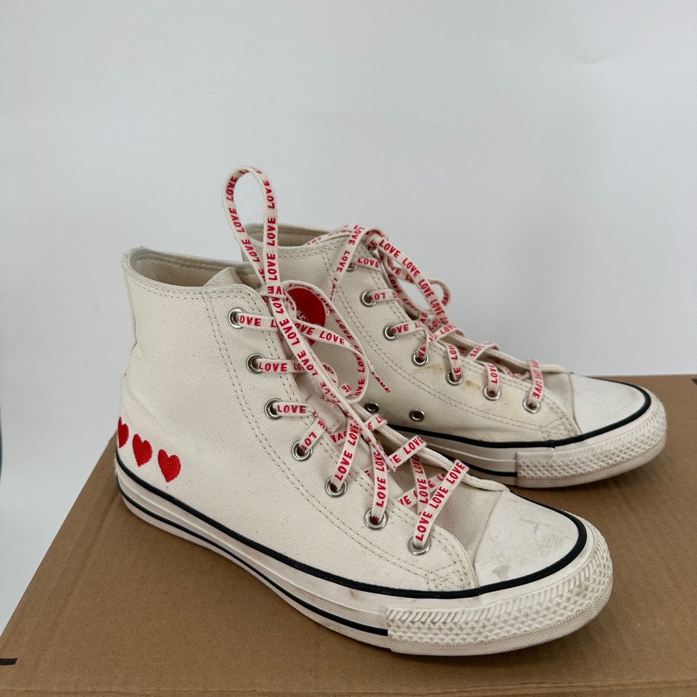 Converse Chuck Taylor All Star High Embroidered Hearts Sneakers Women's 6